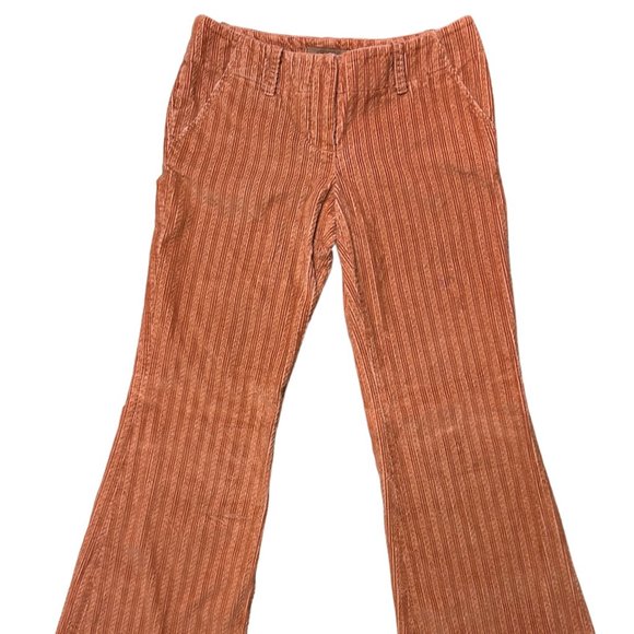 Arden B Pants - Flare low waist braided corduroy orange pant